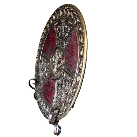 Decorative Fleur-De-Lis Plate Charger Mosaic VTG Home Decor Regency Display - Picture 3 of 11